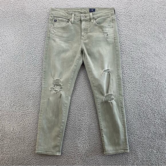 AG Adriano Goldschmied The Ex-Boyfriend Slim Slouchy Distressed Crop Jeans 26R - Picture 1 of 16